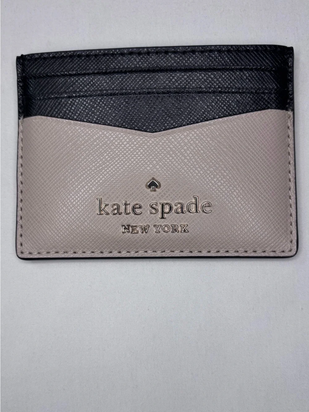 kate spade Black and Beige Two-Tone Leather Cardholder